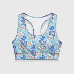Женский спортивный топ Турецкий огурец Turkish cucumber blue pattern