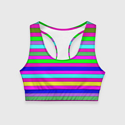 Топик спортивный женский Multicolored neon bright stripes, цвет: 3D-принт