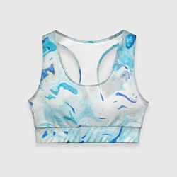 Топик спортивный женский Жидкий шелк blue, цвет: 3D-принт