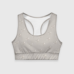 Топик спортивный женский Серебряные сердечки на сером фоне, цвет: 3D-принт