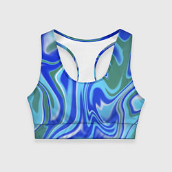 Топик спортивный женский Тай-дай с синим, зелёным и белым цветом, цвет: 3D-принт