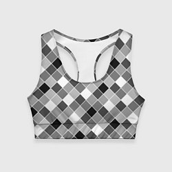 Женский спортивный топ Черно-белый клетчатый узор