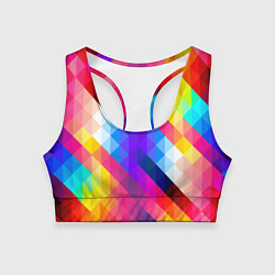 Топик спортивный женский Яркие квадраты, цвет: 3D-принт