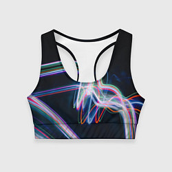 Топик спортивный женский Абстрактные световые линии во тьме, цвет: 3D-принт