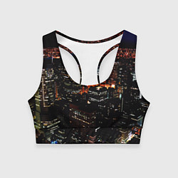 Топик спортивный женский Ночной город - вид с высоты, цвет: 3D-принт