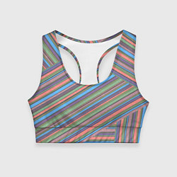 Топик спортивный женский Яркие, хаотично расположенные полосы, цвет: 3D-принт