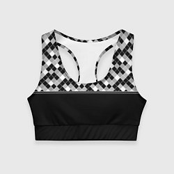 Топик спортивный женский Черно-белый геометрический узор, цвет: 3D-принт