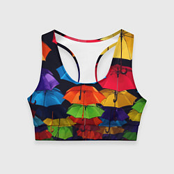 Топик спортивный женский Разноцветные зонтики - композиция, цвет: 3D-принт