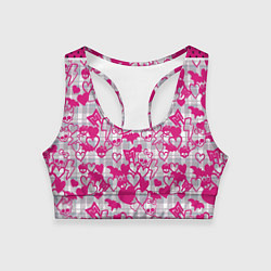 Топик спортивный женский Розовые черепа паттерн, цвет: 3D-принт