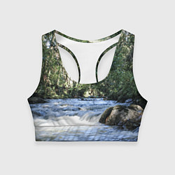 Топик спортивный женский Течёт река в лесу, цвет: 3D-принт