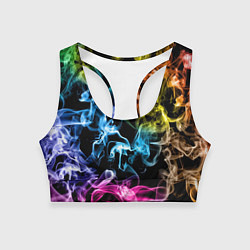 Топик спортивный женский Эйфория в дыму, цвет: 3D-принт