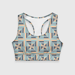 Топик спортивный женский Геометрическая мозаика плитка, цвет: 3D-принт