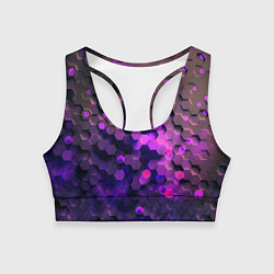 Топик спортивный женский Плиты фиолетовый неон, цвет: 3D-принт