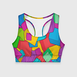 Топик спортивный женский Фон из разноцветных кубиков, цвет: 3D-принт