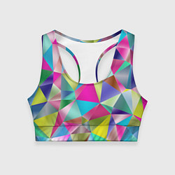 Топик спортивный женский Радужные трехмерные треугольники, цвет: 3D-принт