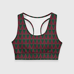 Топик спортивный женский Красные и зеленые треугольники, цвет: 3D-принт