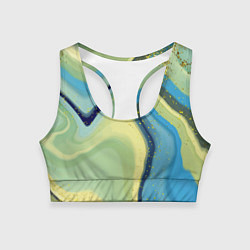 Топик спортивный женский Сине-зеленый агат, цвет: 3D-принт