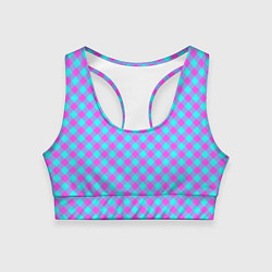 Топик спортивный женский Фиолетовые и голубые квадратики, цвет: 3D-принт