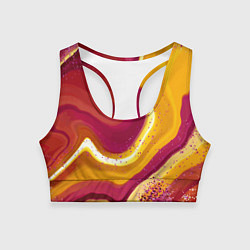 Топик спортивный женский Бордово-оранжевый агат, цвет: 3D-принт