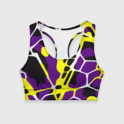Топик спортивный женский Яркие пятнистые узоры, цвет: 3D-принт