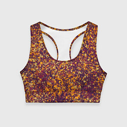 Топик спортивный женский Текстура Абстракция фиолетово-золотая, цвет: 3D-принт