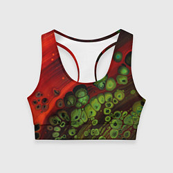 Топик спортивный женский Абстрактные красный песок и зелёные камни, цвет: 3D-принт