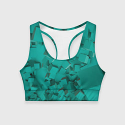 Топик спортивный женский Абстрактные сине-зелёные кубы, цвет: 3D-принт