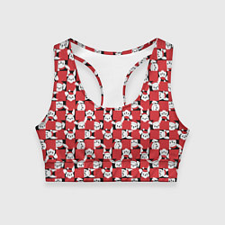 Топик спортивный женский Кролики в красных шапках, цвет: 3D-принт