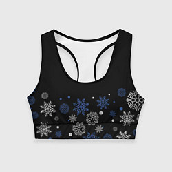 Топик спортивный женский Снежинки - Новогодние, цвет: 3D-принт