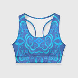 Топик спортивный женский Бирюзовый атласный ковровый орнамент, цвет: 3D-принт