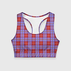 Топик спортивный женский Ткань Шотландка красно-синяя, цвет: 3D-принт