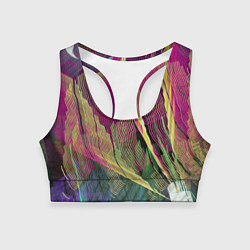 Топик спортивный женский Неоновые волнообразные линии, цвет: 3D-принт