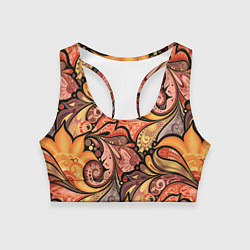 Женский спортивный топ Multicolored branching floral patterns
