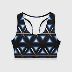 Топик спортивный женский Синие треугольники, цвет: 3D-принт
