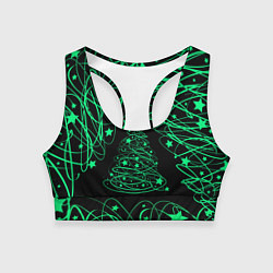 Женский спортивный топ Новогодняя Ёлка серпантин