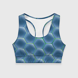 Топик спортивный женский Синии шестигранники, цвет: 3D-принт