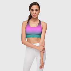 Топик спортивный женский Бирюзово-малиновый градиент, цвет: 3D-принт — фото 2