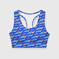 Топик спортивный женский Плывущие девушки на синем, цвет: 3D-принт