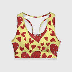 Топик спортивный женский Надпись love в красном сердце, цвет: 3D-принт