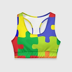 Топик спортивный женский Пазлы разноцветные, цвет: 3D-принт