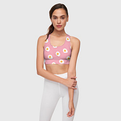 Топик спортивный женский Яичница на розовом фоне, цвет: 3D-принт — фото 2