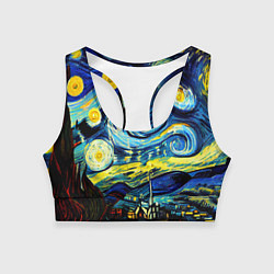 Топик спортивный женский Винсент ван Гог, звездная ночь, цвет: 3D-принт
