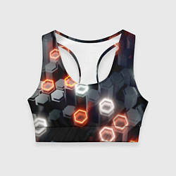Топик спортивный женский Плитки со свечением броня, цвет: 3D-принт