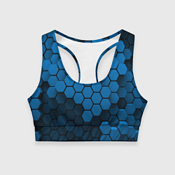 Топик спортивный женский Голубые соты абстракция, цвет: 3D-принт