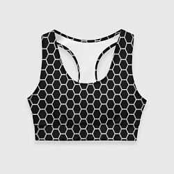 Топик спортивный женский Черно белые соты абстракция, цвет: 3D-принт