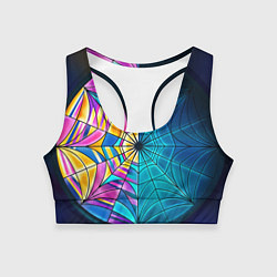 Топик спортивный женский Уэнсдей - окно ночной витраж - текстура зерна, цвет: 3D-принт