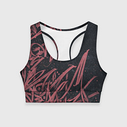 Топик спортивный женский Бордовое граффити, цвет: 3D-принт