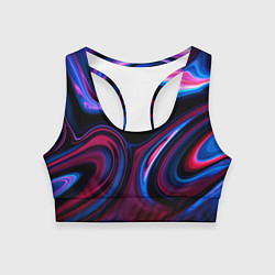 Топик спортивный женский Разводы красок и бензина неоновый, цвет: 3D-принт