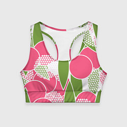 Топик спортивный женский Абстракция круги и зеленый лист, цвет: 3D-принт