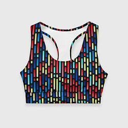Топик спортивный женский Неоновые полосы - авангардный паттерн, цвет: 3D-принт